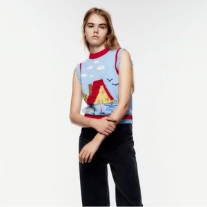 EMBROIDERED KNIT VEST